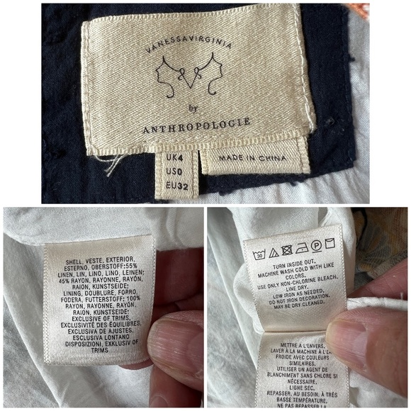 ANTHROPOLOGIE VANESSA VIRGINIA BLUE OWEN SHEATH DRESS WOMENS 4 EMBROIDERED BOHO - Picture 11 of 11